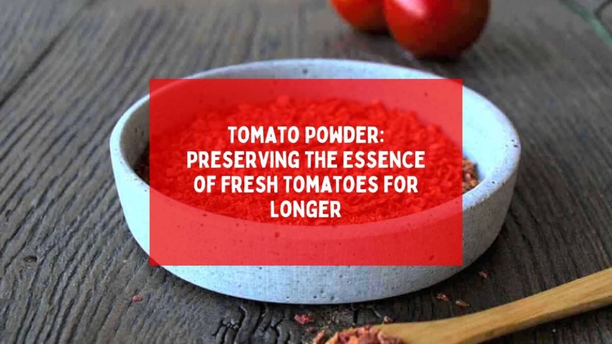 Ground tomato powder in a bowl next to dried tomato skins